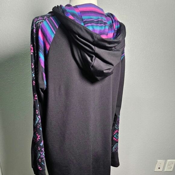 Cowgirl Tuff Co Zip Up Hoodie with Aztec Print On Arms with Zipper Pockets XL - Picture 4 of 10